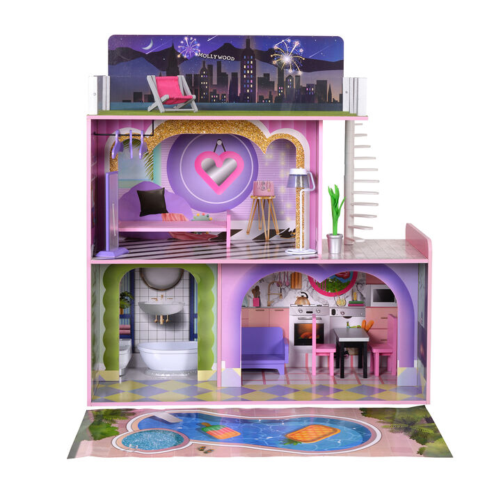 Olivia's Little World Dreamland Sunset 2-Story Dollshouse and 14-pc. Accessory Set for 12" Dolls