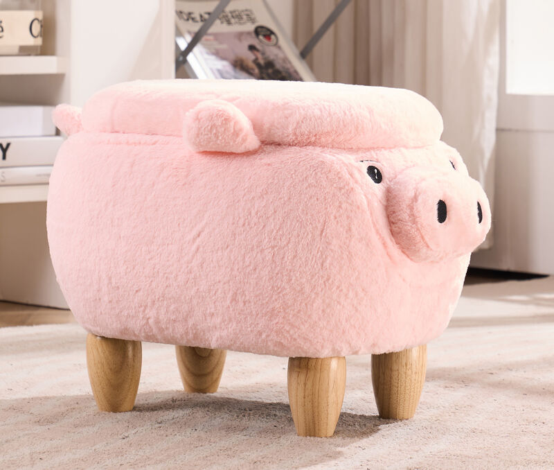 Pink Pig Fabric Storage Ottoman