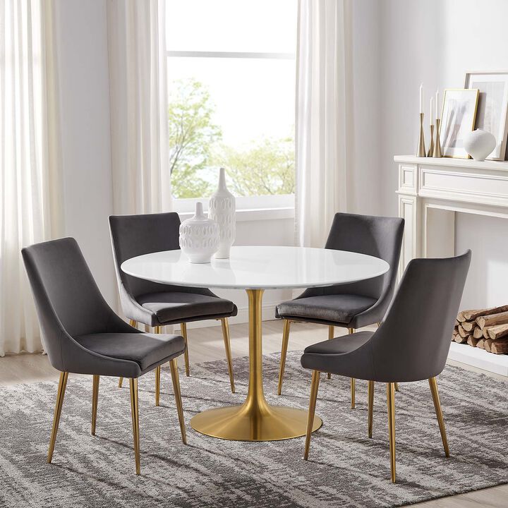 Modway - Lippa 48" Round Wood Dining Table Gold White