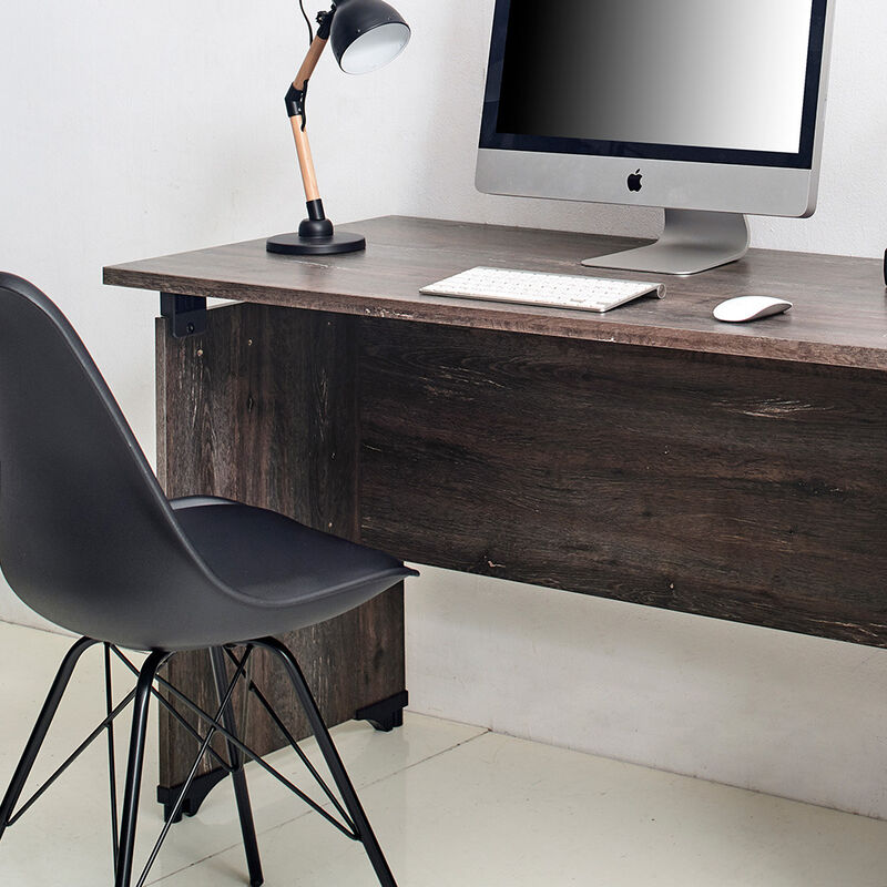 FC Design Klair Living Farmhouse Composite Wood Writing Desk in Rustic Gray