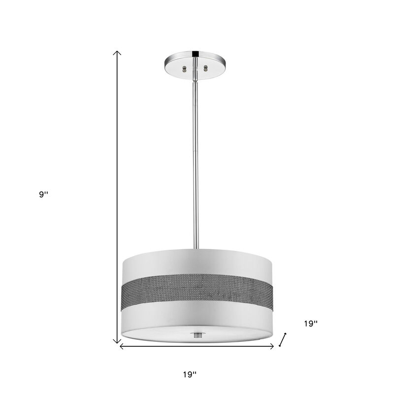 Hivvago Harmony 3-Light Metallic Silver Pendant With Crystal Studded Platinum Sheen Shade