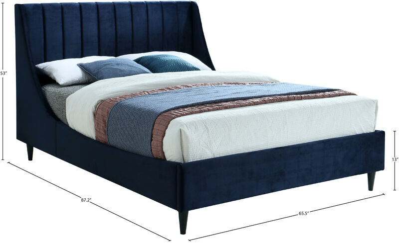 Meridian Furniture Eva Navy Velvet Queen Bed image number 7