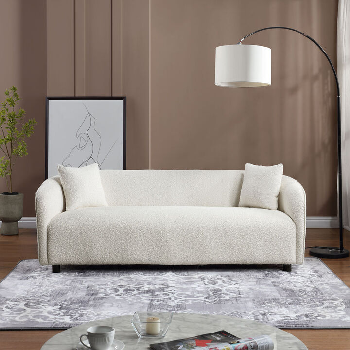 3 Seater Sofa Comfy Sofa for Living Room, Boucle Couch Beige
