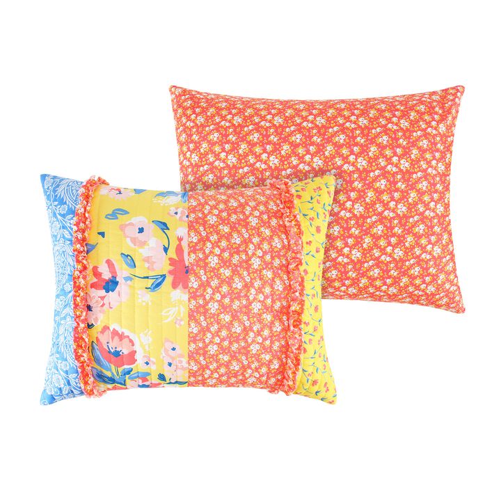 Lio Set of 2 Standard and King Pillow Shams, Polyester Fill, Multicolor-Benzara