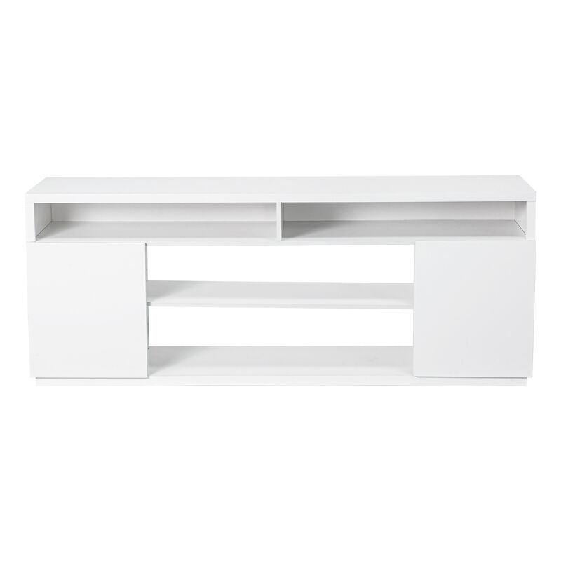 68" White LED TV Stand with Storage and 36" Insert Electric Fireplace for TVs up to 78"