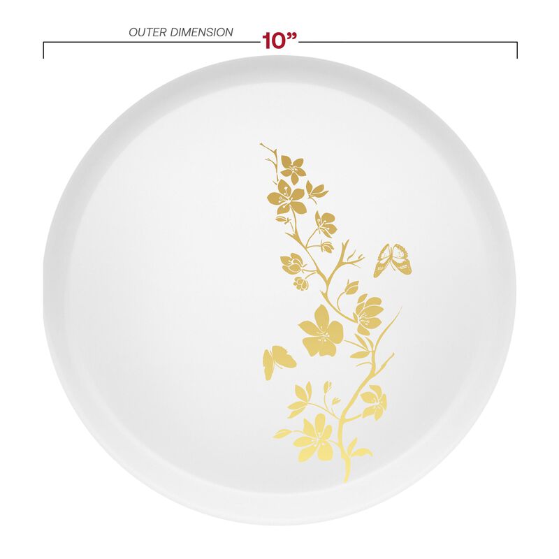 White with Gold Floral Plastic Dinnerware Value Set (120 Sets) image number 2