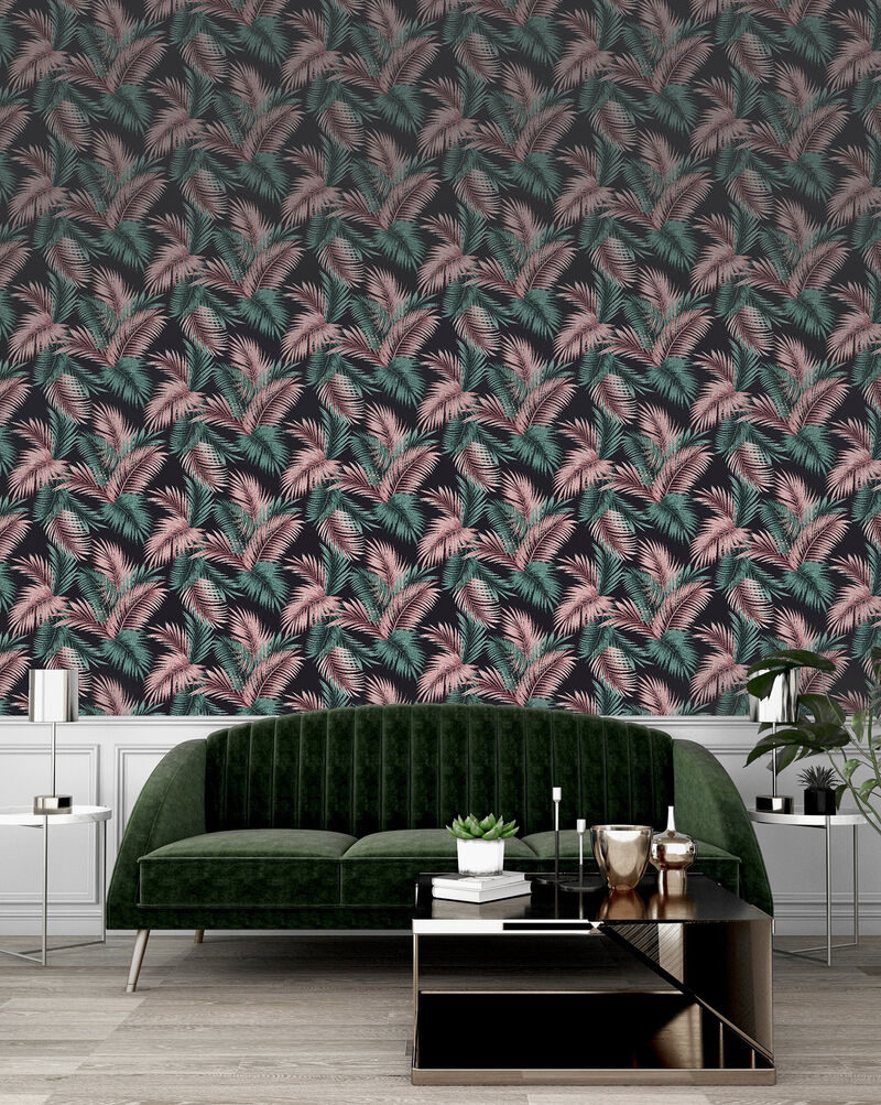 Eliza Sea Green Palm Fronds Wallpaper image number 1