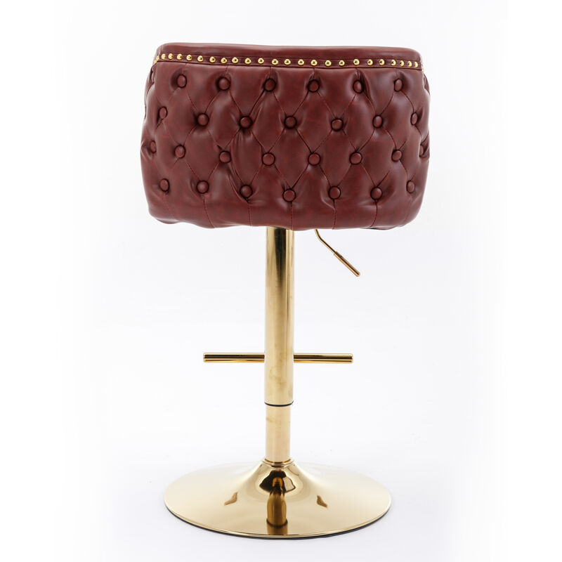 Streamdale Adjustable Swivel Bar Stools, Wine Red, Set of 2 image number 5