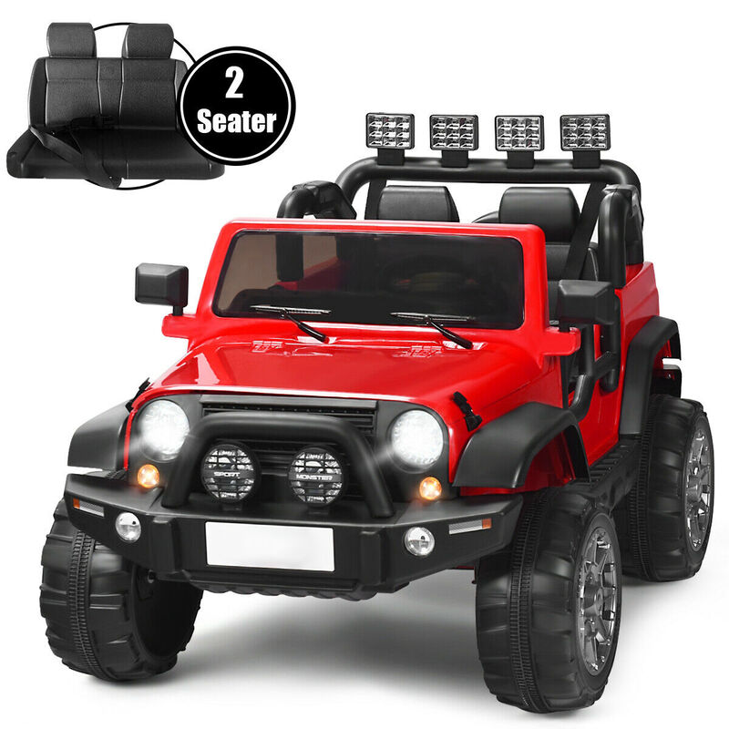 12V Kids Ride On Truck with 2 Seats Remote Control and Storage Compartment image number 3