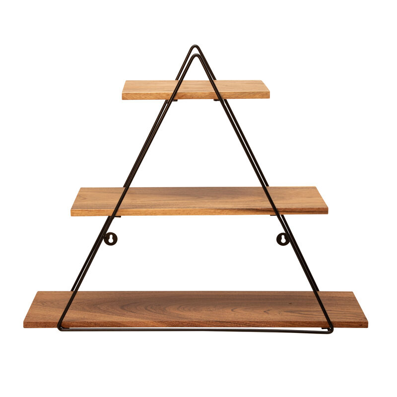 Metal/Wood Triangle Wall Shelf image number 1