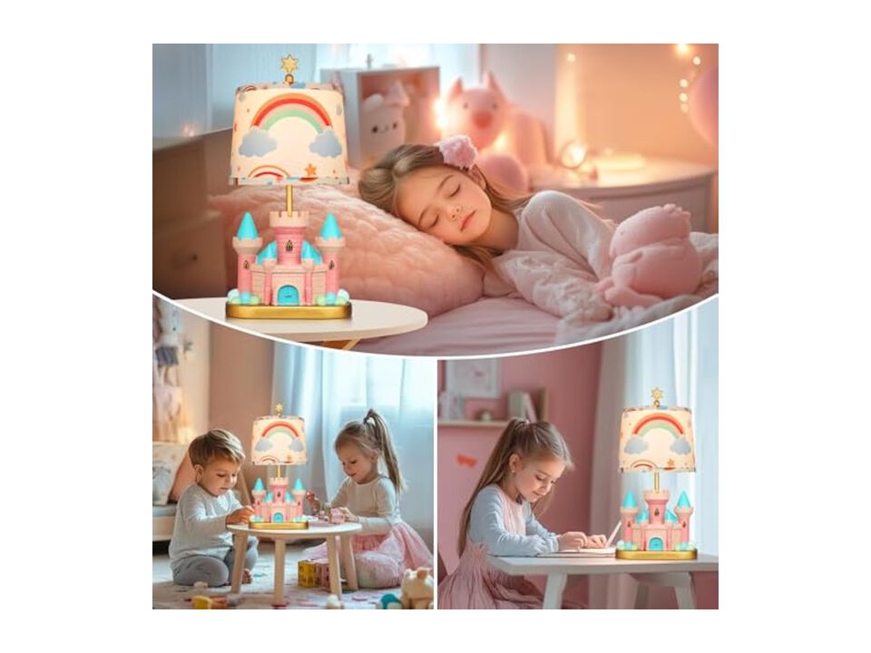 LED Princess Desk Lamp For Bedroom Nightstand Bedside Bulbs Included Pink