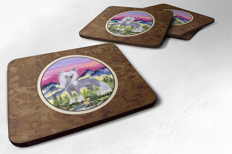 Caroline's Treasures SS8326FC Chinese Crested Foam Coasters (Set of 4), 3.5 H x 3.5 W, Multicolor image number 0
