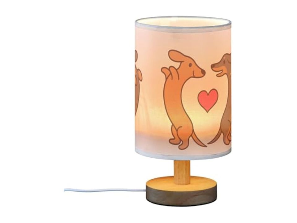 LED Wood Fabric Table Lamp For Living Room Bedroom Office Red