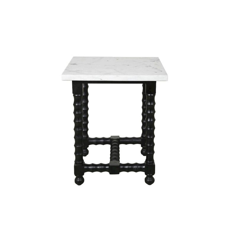 Modern Cranberry End Table with Marble Top
