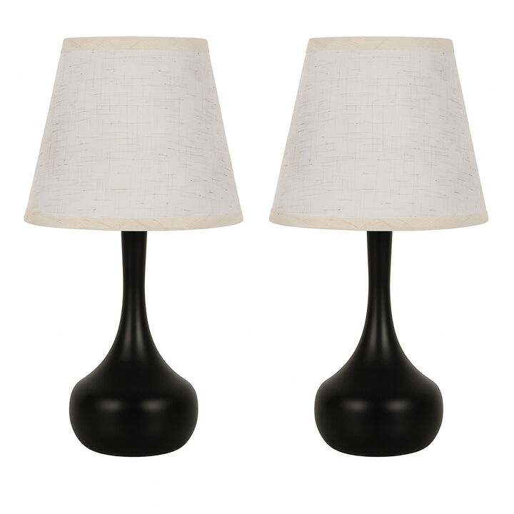 17.3 in. Table Lamp with Gray Linen Shade and Touch Control (Set of 2)