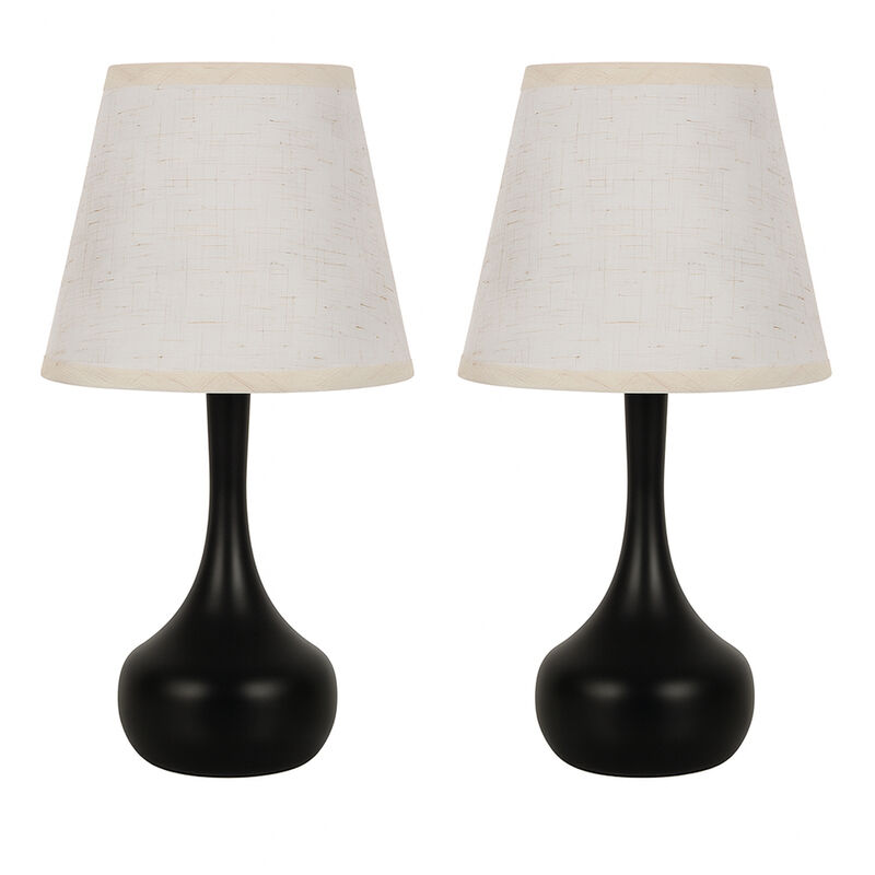 17.3 in. Table Lamp with Gray Linen Shade and Touch Control (Set of 2)