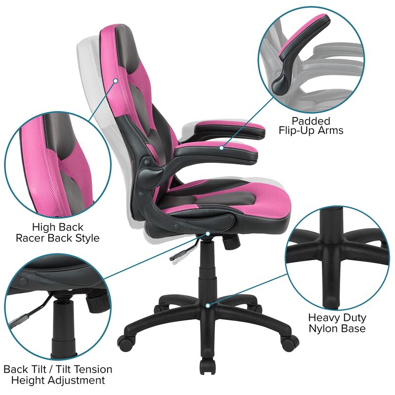 Flash Furniture Red Gaming Desk and Chair Set, Pink image number 2
