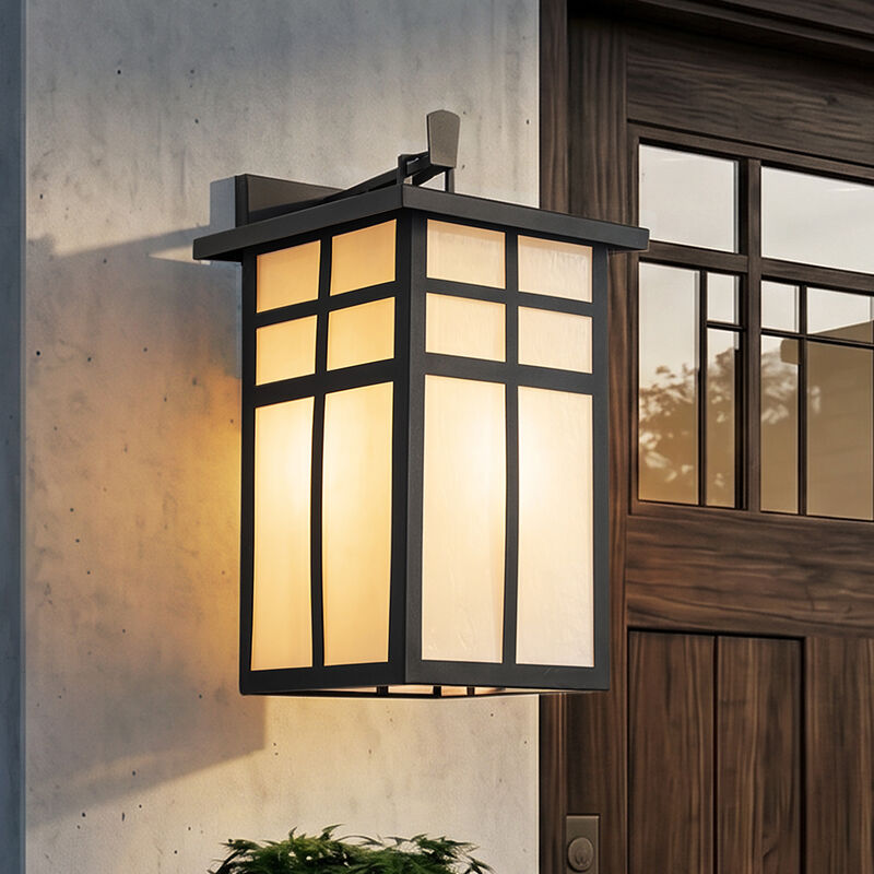 3-Light H18 in Large Modern Farmhouse Black Outdoor Wall Lantern With Frosted Glass Exterior Wall Light for Garage Entryway Porch image number 1
