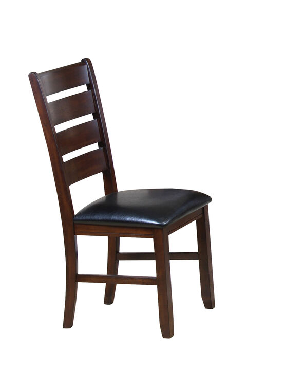 Set of Two Faux Leather Upholstered Slat Back Dining Side Chairs for Stylish Spaces