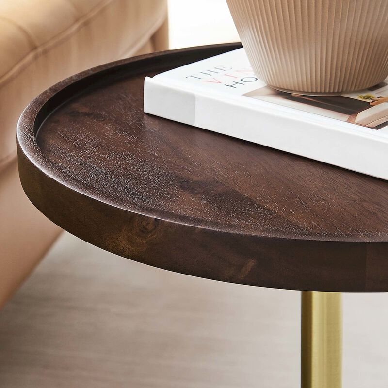 Amina Round Acacia Wood Side Table image number 9