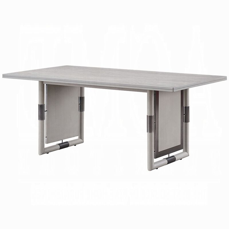 Mori Dining Table, 72 Inch Rectangular Top w Panel Legs, Natural Gray