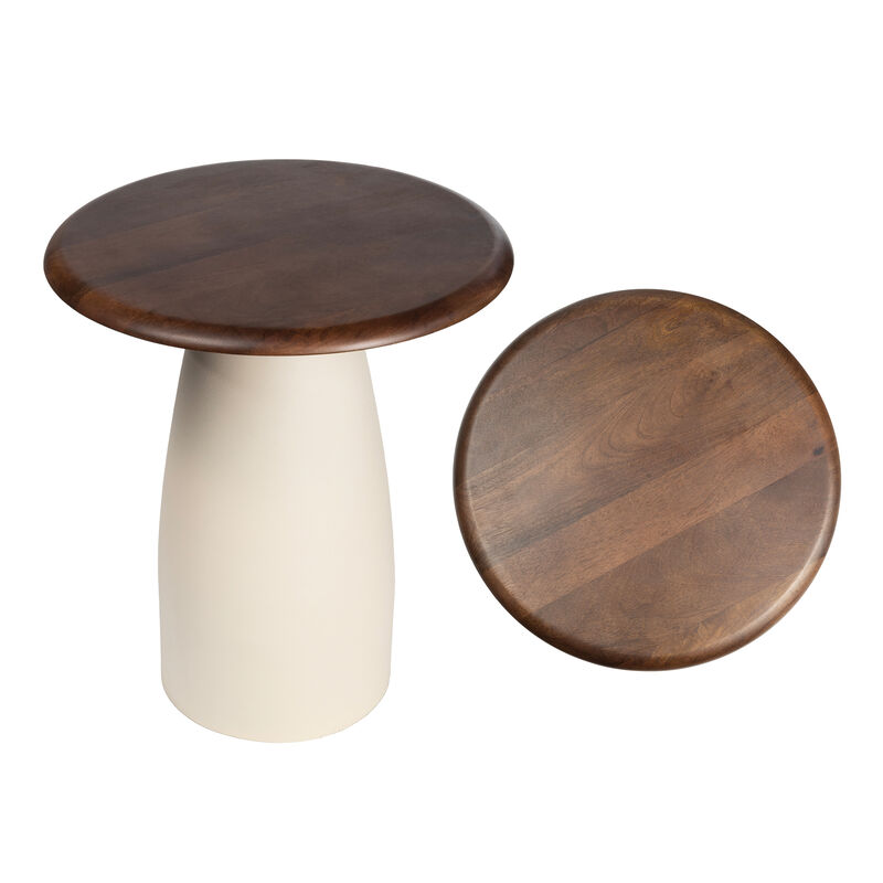 Otto 18" Modern Rustic Round Wood/Metal Accent Table