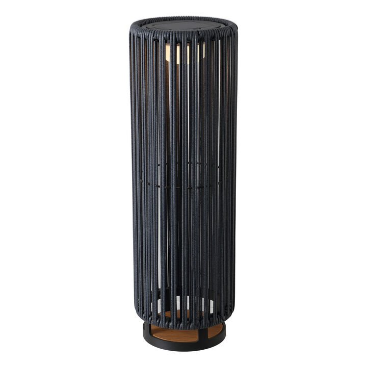 Sawara Modern Minimalist Faux Rattan Integrated Indoor/Outdoor LED Solar Powered Lantern
