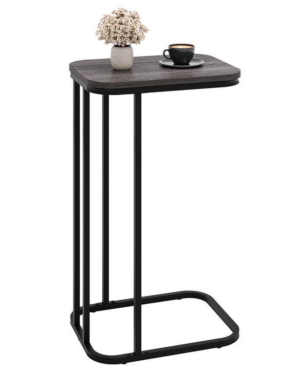 KJGKK C Shaped End Table, 27 Inches High Small Side Table for Sofa and Bed, Couch Table That Slides Under, Tall Tv Tray Table fo