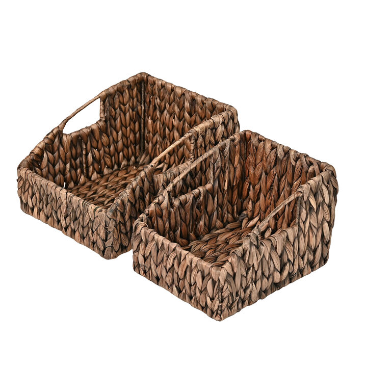 Havanah Southwestern Handwoven Hyacinth Slanted Pantry Baskets with Handles