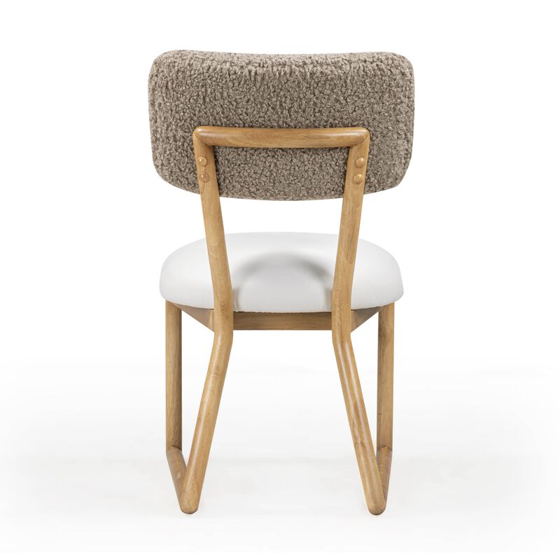Tov Furniture Bobbie Cream Vegan Leather and Grey Vegan Shearling Dining Chair image number 4