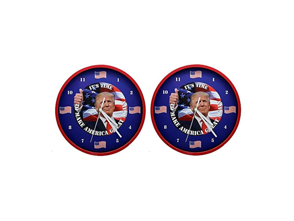 Trump Talking Red White Box Wall Clock Battery Operated Home Decor