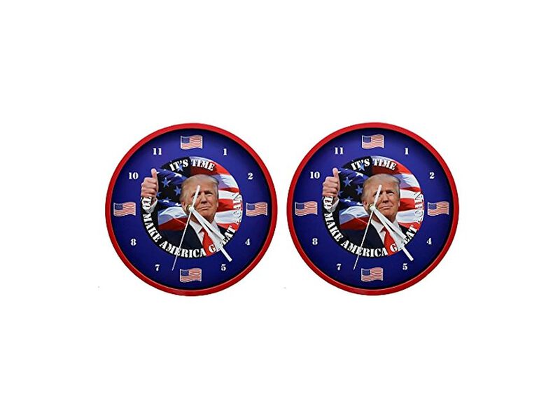 Trump Talking Red White Box Wall Clock Battery Operated Home Decor image number 1