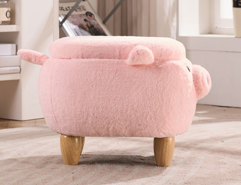 Pink Pig Fabric Storage Ottoman
