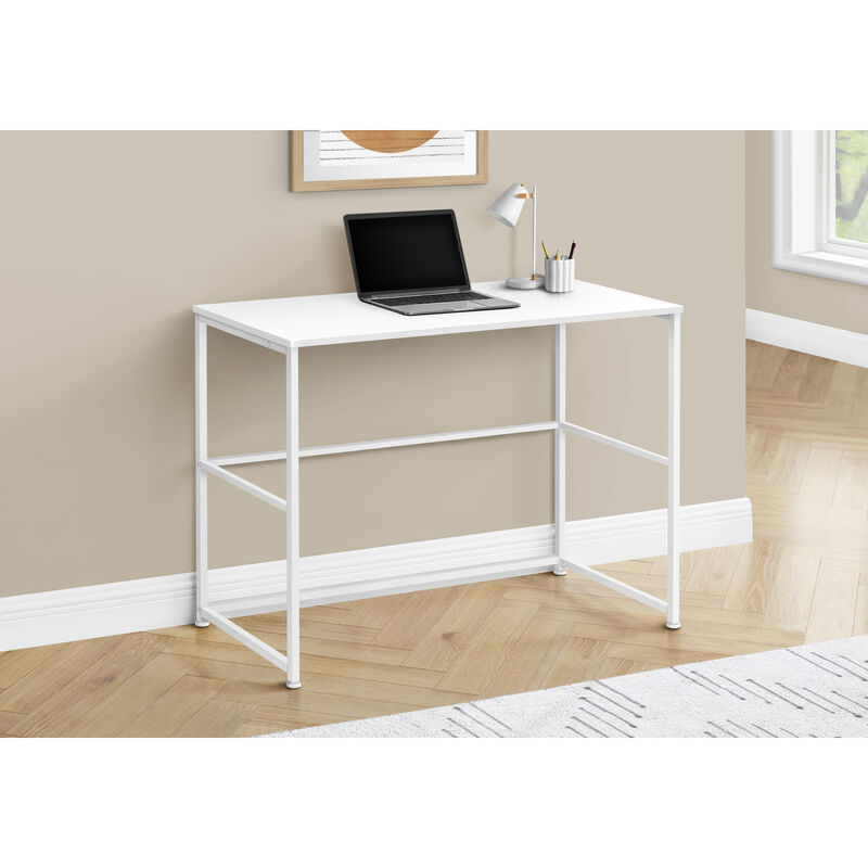 Monarch Specialties I 7775 Computer Desk, Home Office, Laptop, Left, Right Set-up, Storage Drawers, 40"L, Work, Metal, Laminate, White, Contemporary, Modern