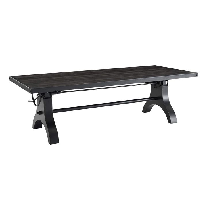 Modway 96" Crank Height Adjustable Rectangle Conference Dining Table, Black