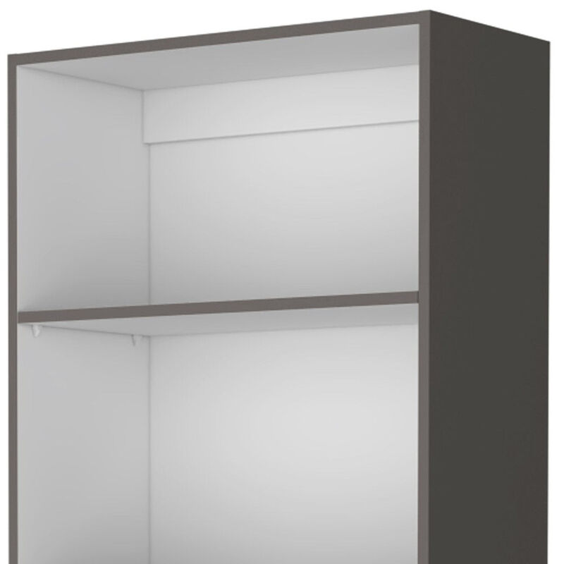 HomeRoots 71" Gray And White Wood Five Tier Bookcase image number 3