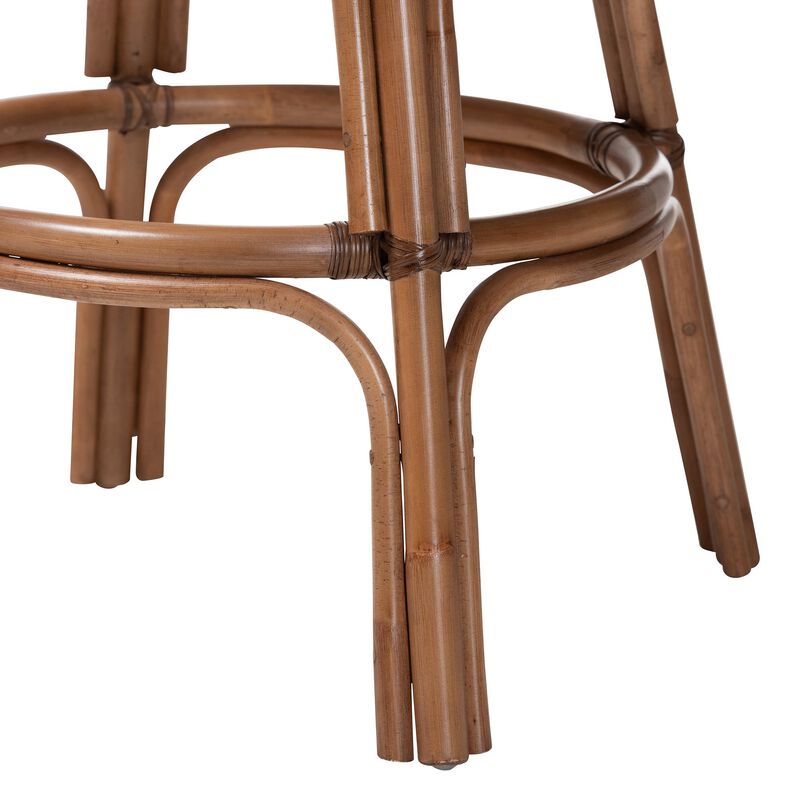 bali & pari Bella Swivel Rattan Bar Stool with Cushion - Handwoven Wicker Bar Chair with Backrest and Footrest, Coffee Bean image number 5
