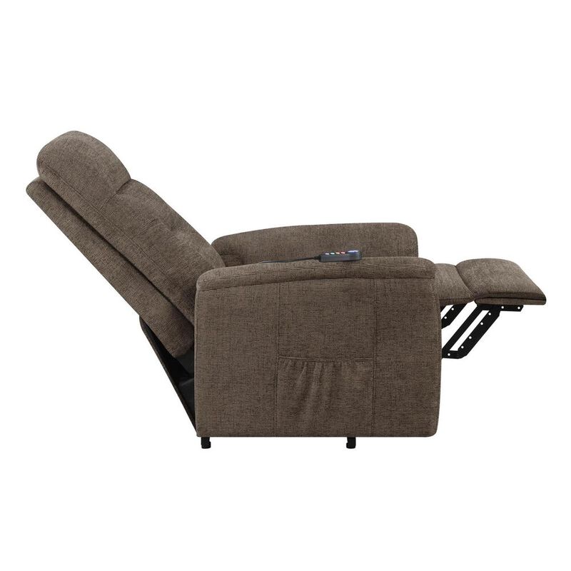 Coaster Co. of America Henrietta Power Lift Recliner with Storage Pocket Brown