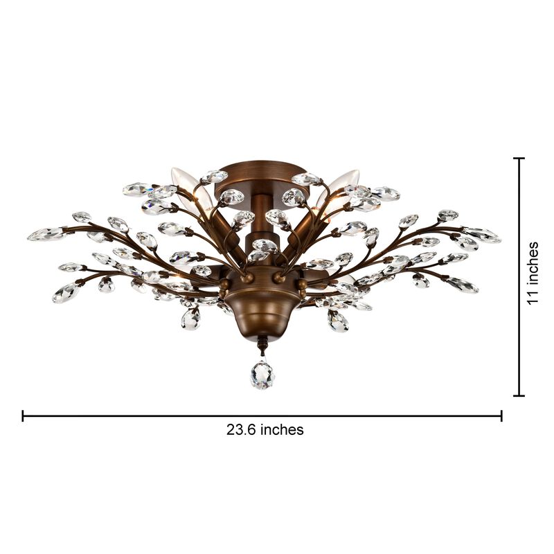 Grace Bronze 4-light Crystal Leaves Flush Mount image number 4