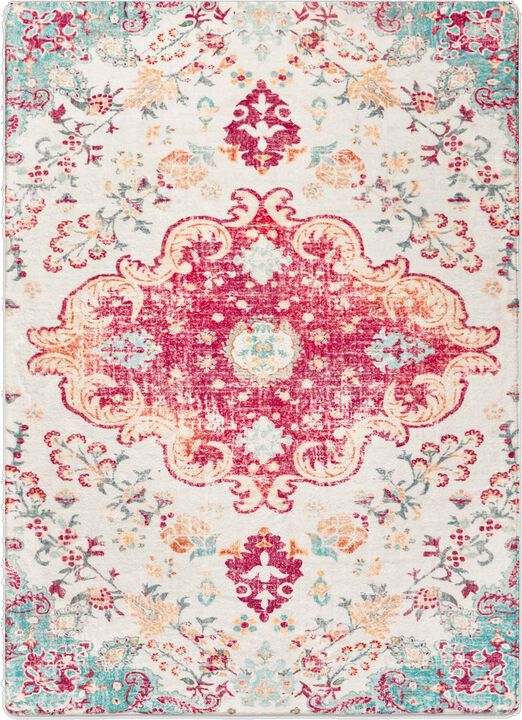 HomeRoots Medallion Washable Area Rug