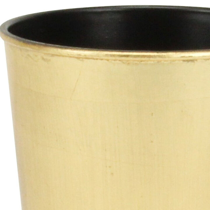 HomeRoots 5" Gold Recycled Plastic Indoor Outdoor Round Pot Planter