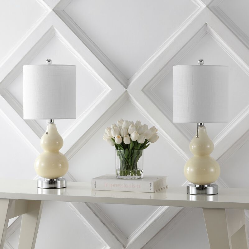 Cora Classic Vintage Glass LED Table Lamp with USB Charging Port (Set of 2)