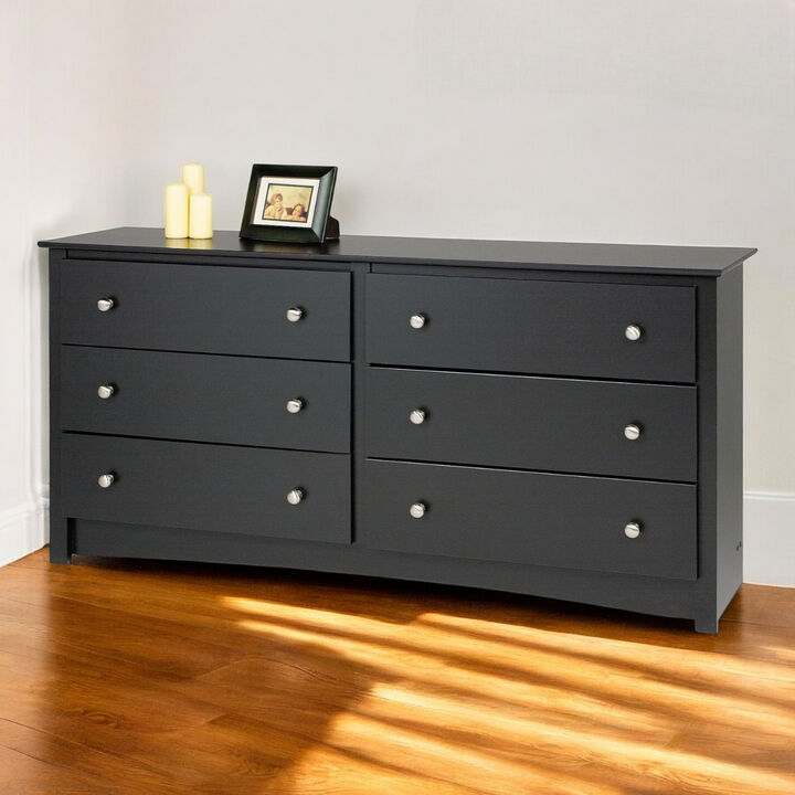 Stylish 6-Drawer Dresser with Metal Knobs for Bedroom Organization
