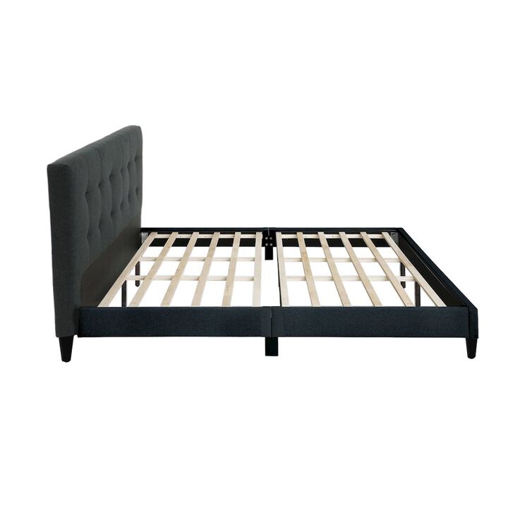 Simple Relax Charcoal Fabric Upholstered Bed, Cal. King Size