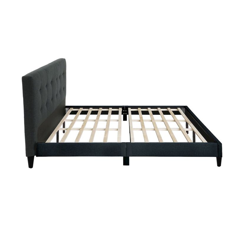 Simple Relax Charcoal Fabric Upholstered Bed, Cal. King Size image number 1