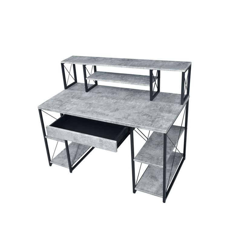 Amiel Desk, Faux Concrete & Black 92875