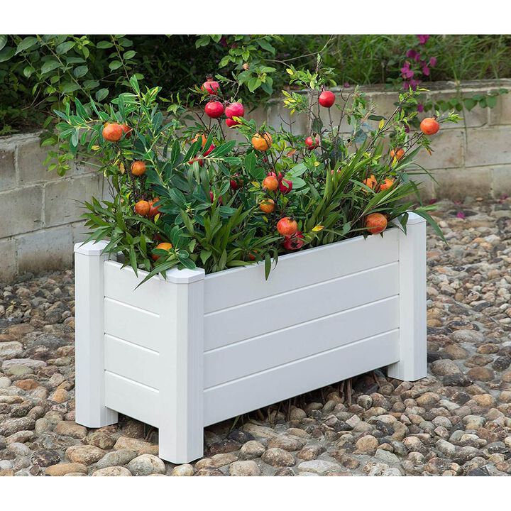 Hivvago 15.75 x 35.5 x 18 inch High White Vinyl Raised Garden Bed Planter Box
