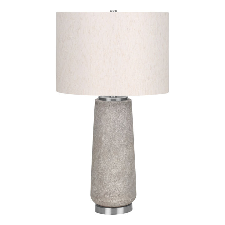 ELEMENT ACE Modern Textured Cylinder Base Table Lamp with Linen Drum Shade, 3-Way Rotary Switch Accent Lighting for Nightstand Living Room Side End Table