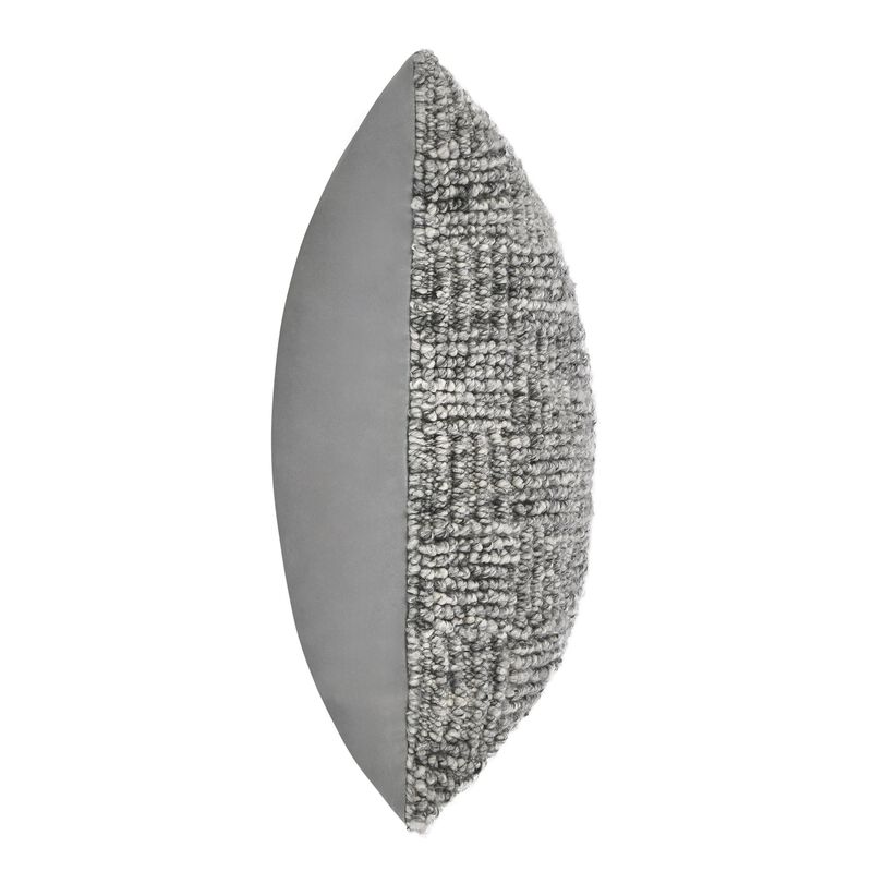 Slick Outdoor Square Accent Throw Pillow, 22 Inch Gray Recycled Fabric - Benzara