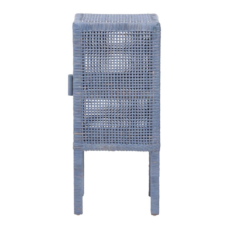 bali & pari Vivan Natural Rattan Nightstand - Handwoven Wicker Accent Bedside Table with Interior Shelving and Elevated Base, French Grey image number 3